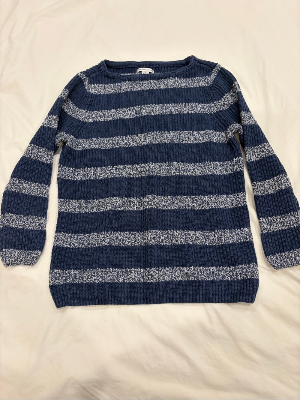 croft & barrow Navy and white Striped Crew Sweater women’s Small